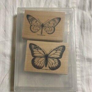 Vintage STAMPIN' UP! WONDERFUL WINGS 2 Stamp Set Retired 2001 Monarch Butterfly